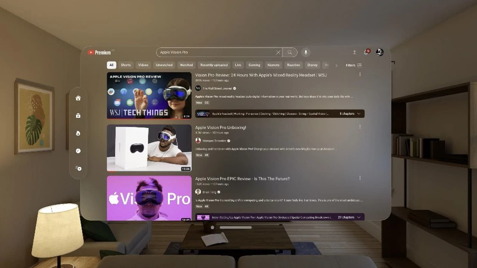 youtube app apple vision pro