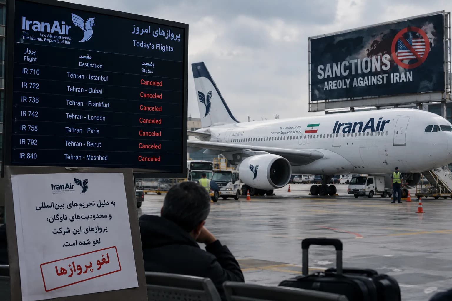 کاهش شدید پروازهای ایران