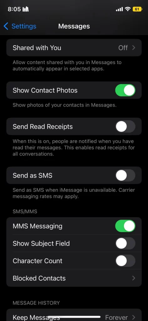 Turn Off Read Receipts for iMessage