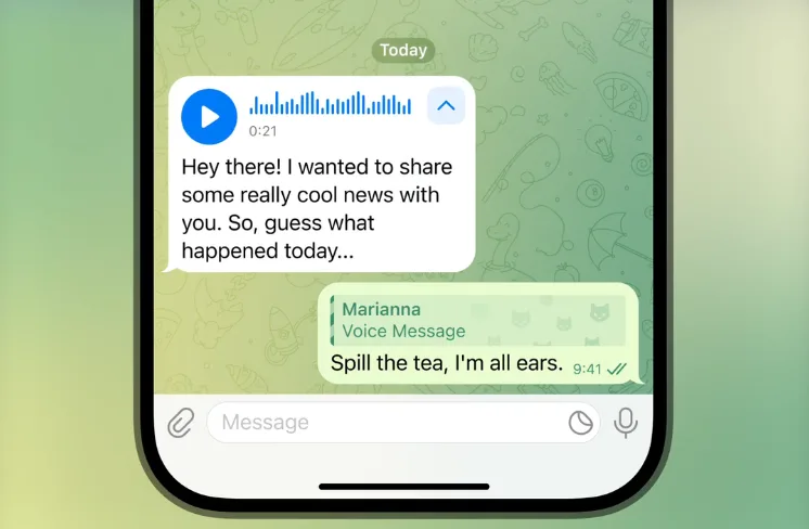 امکان تبدیل فایل صوتی به متنی در تلگرام فراهم شد