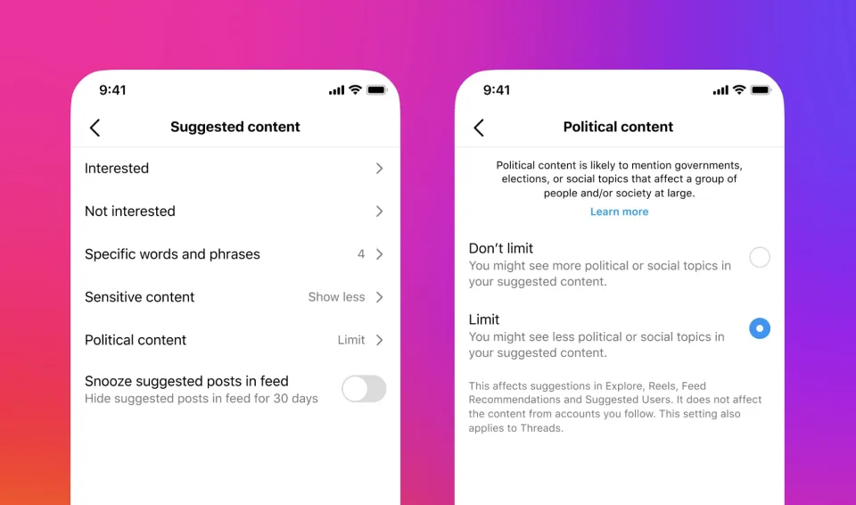 Instagram and Threads will no longer recommend political content 