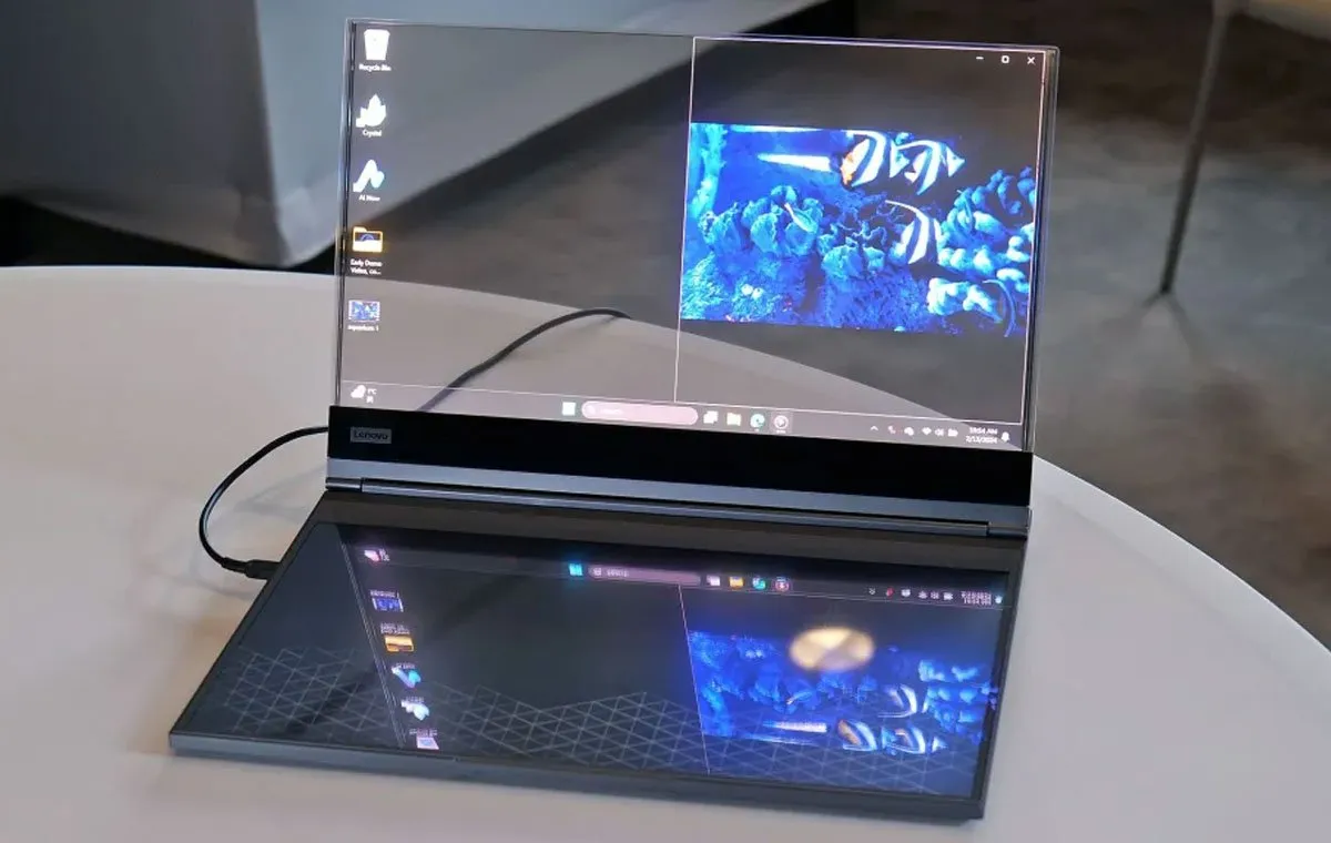کانسپت لپ تاپ لنوو با نمایشگر شفاف رونمایی شد
