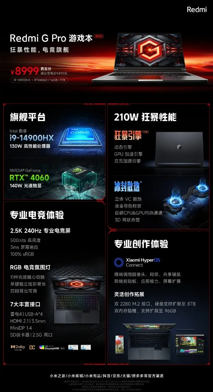 لپ تاپ قدرتمند Redmi G Pro Gaming مدل 2024 راهی بازار شد