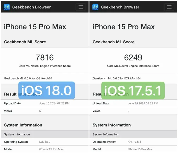 سیستم عامل iOS 18 پردازش عصبی آیفون 15 پرو مکس را 25 درصد تسریع می کند