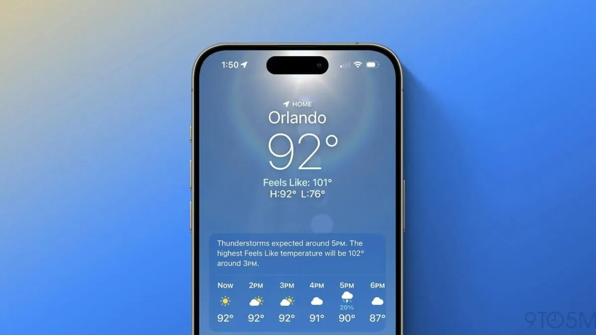 برنامه آب و هوا iOS 18 بهبودیافته تر از قبل می شود