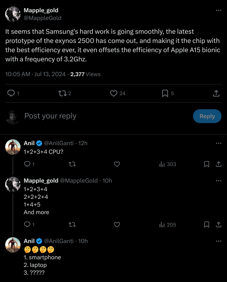 اگزینوس 2500 بهره‌ وری انرژی بهتری نسبت به اپل A15 دارد