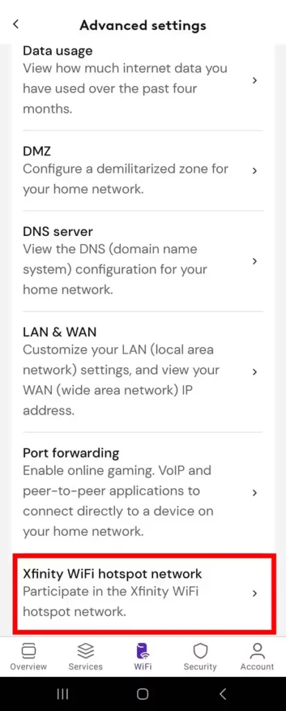 غیرفعال کردن اتصال خودکار Xfinity WiFi