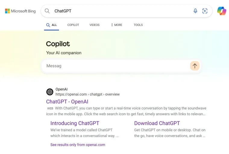 مایکروسافت Copilot را از طریق جستجوگر Bing تبلیغ می کند