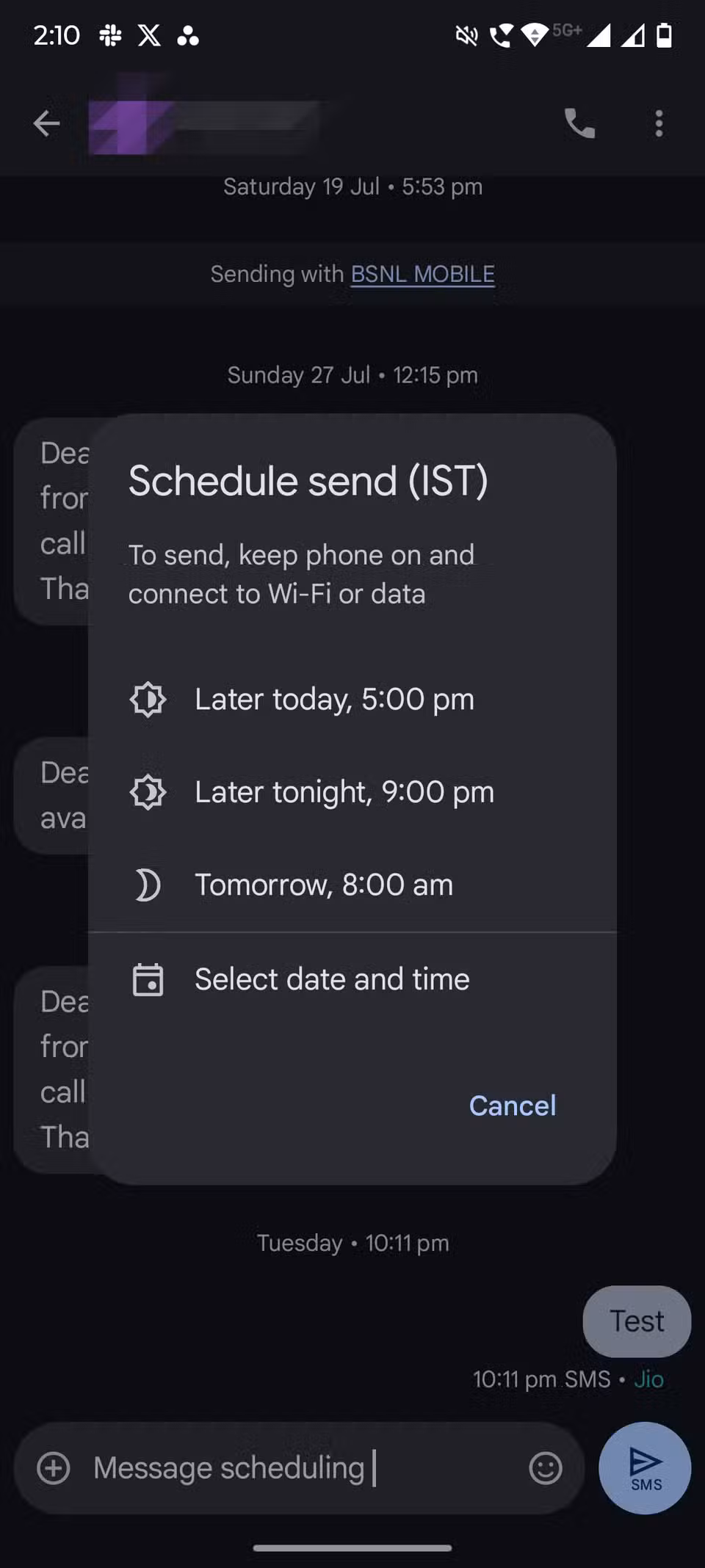 Message Scheduling