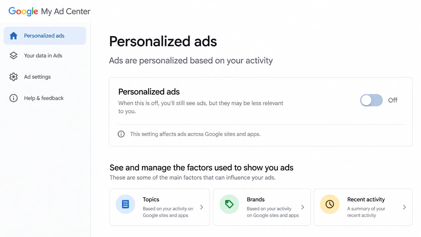 07 Personalized Ads Off